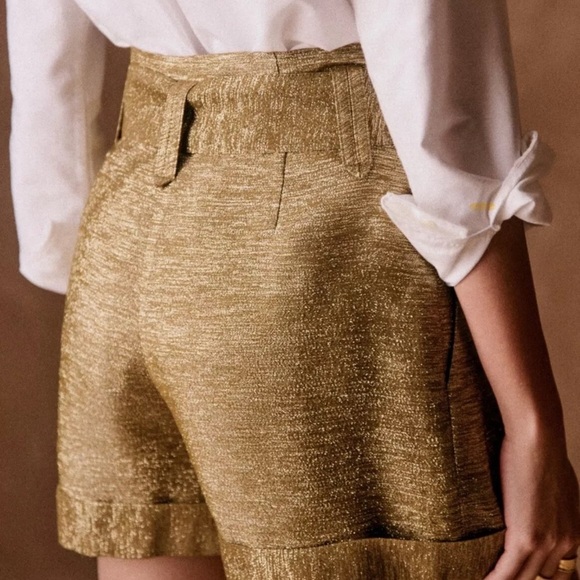 Sézane Rome shorts metallic gold size 4 - Picture 3 of 8